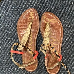 Sam Edelman Sandals flats animal print and coral sz7